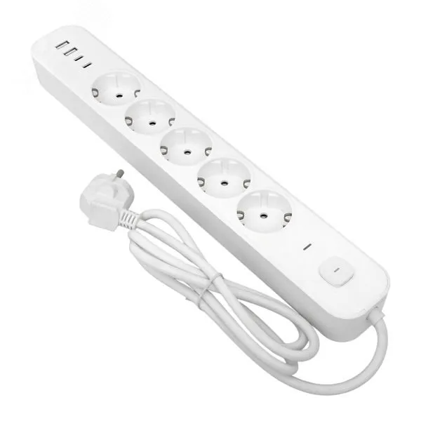 Удлинитель LUX 5 гнезд 2USB 2,4А+2type-C 3 метра 1,5мм2 EKF