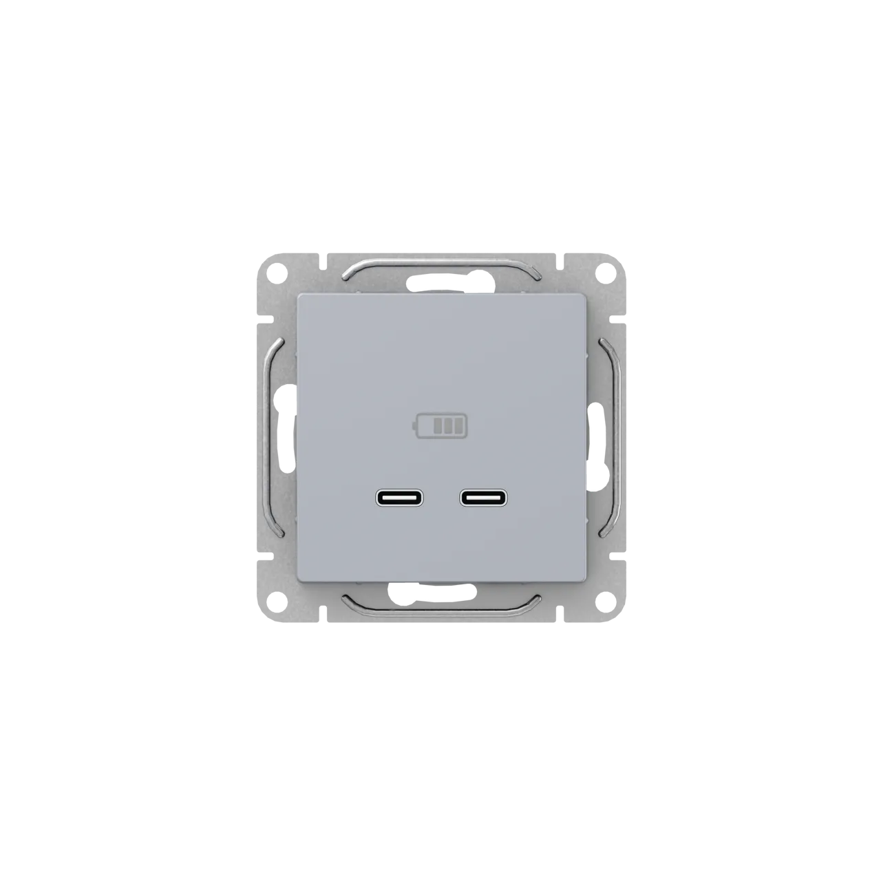Механизм розетки USB-C - 2шт, алюминий Эпика EKF UP1-SOA-2USBC
