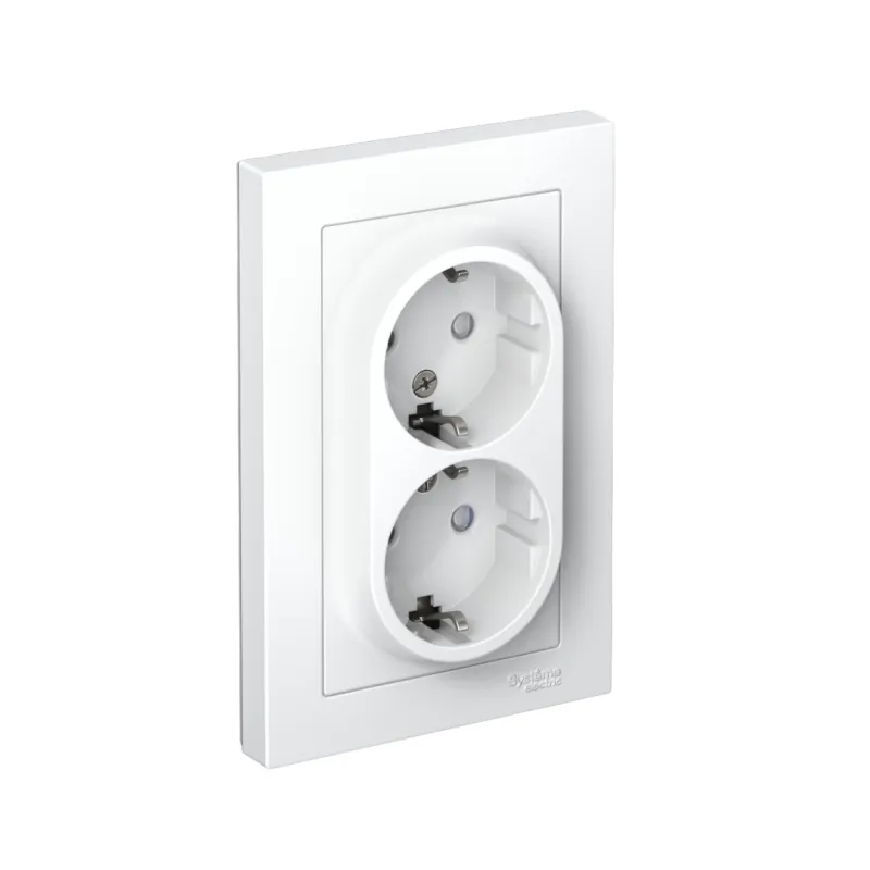 Розетка 2-м СП AtlasDesign 16А IP20 с заземл. защ. шторки в сборе бел. SE ATN000126