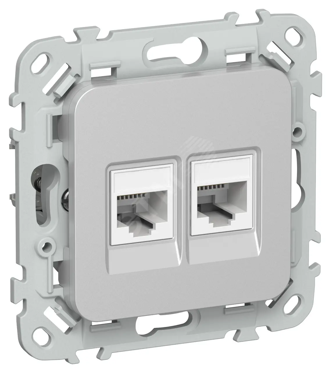 FLITE Розетка 2-местная компьютерная RJ45 категория 5Е UTP РК5е-2-0-ФлА алюминий IEK FI-K22-1-K47