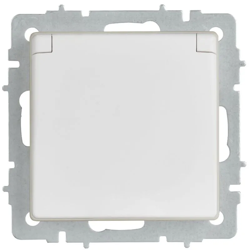 BRITE Розетка 1-местная с заземлением с защитными шторками и крышкой 16А IP44 РСбш10-3-44-БрАБ арктический белый IEK BR-R16-16-44-K91