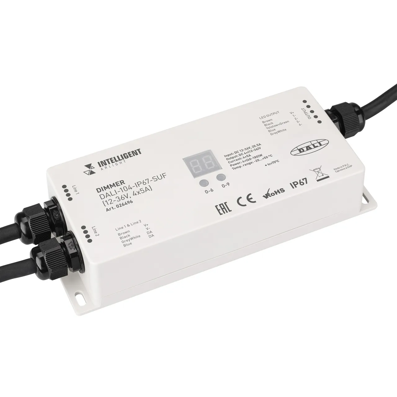 INTELLIGENT ARLIGHT Диммер DALI-104-IP67-SUF (12-36V, 4x5A) 026496