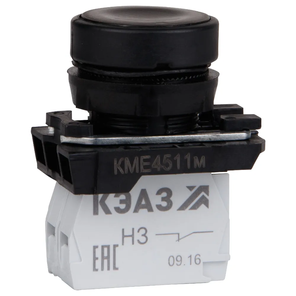 Кнопка КМЕ4511м-черный-1но+1нз-цилиндр-IP54- 248246