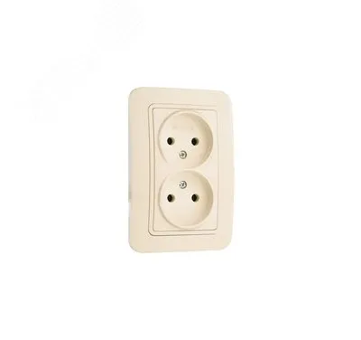 Розетка 2-м СП Lillium 16А IP20 без заземл. крем./крем. 70217