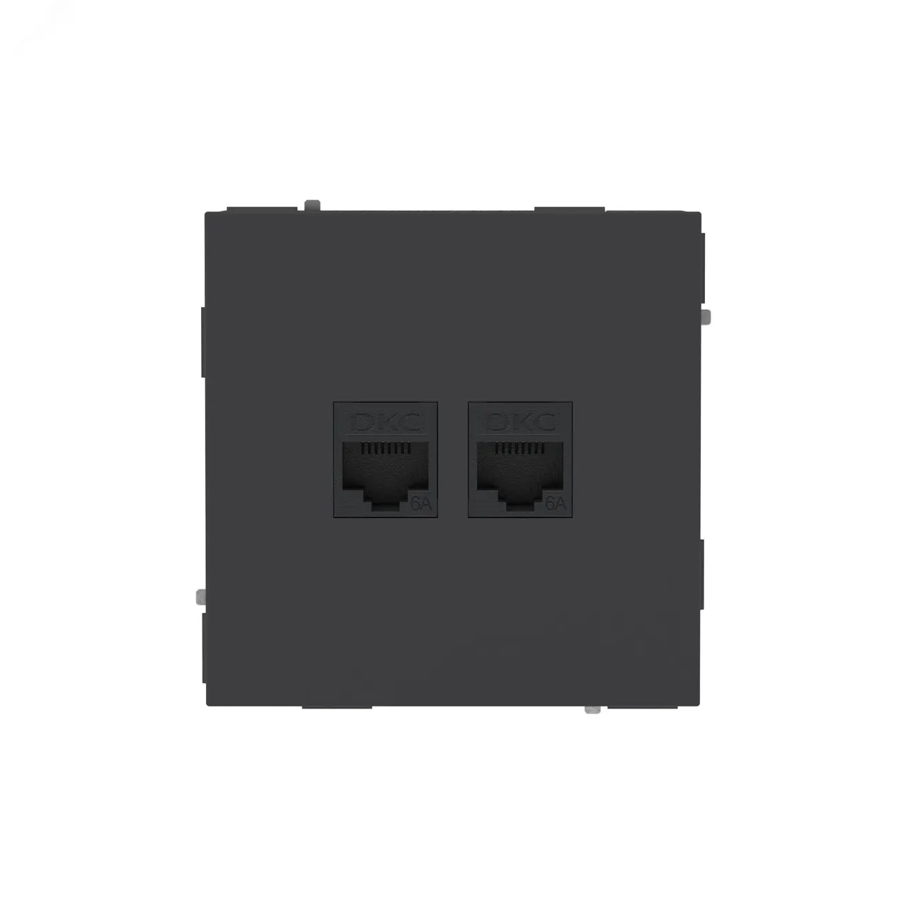Компьютерная розетка RJ-45 без шторки, кат.6А двойная, KANT, черный уголь 7012674