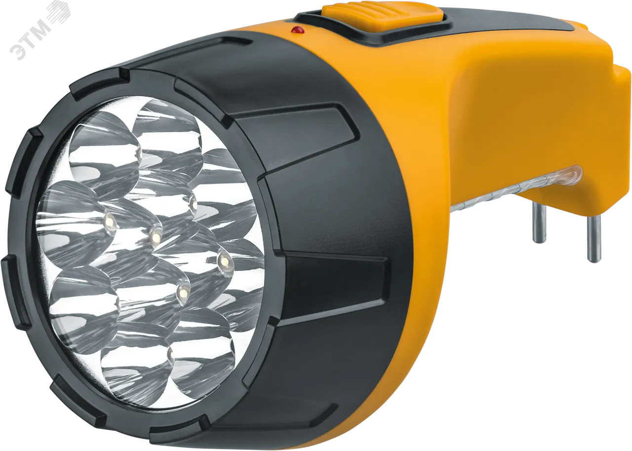 Фонарь светодиодный NPT-CP05-ACCU 12+10LED аккумуляторный с вилкой для зарядки пластик 18633