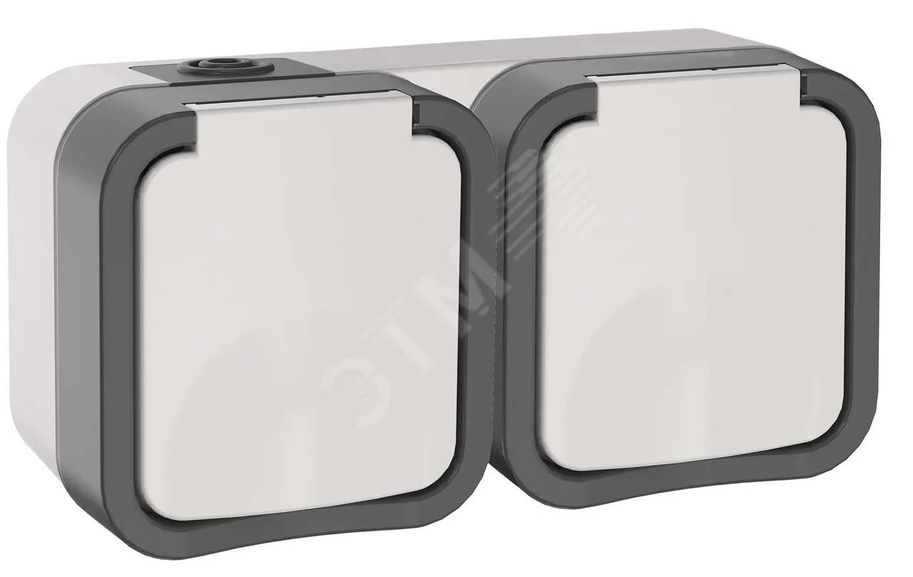 Розетка 2-м ОП TORS 16А IP55 TS222 горизонт. с заземл. с крышкой бел. TS-R26-16-55-G-K41