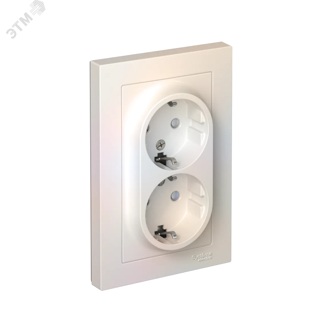 Розетка 2-м СП AtlasDesign 16А IP20 с заземл. защ. шторки в сборе жемчуж. SE ATN000426