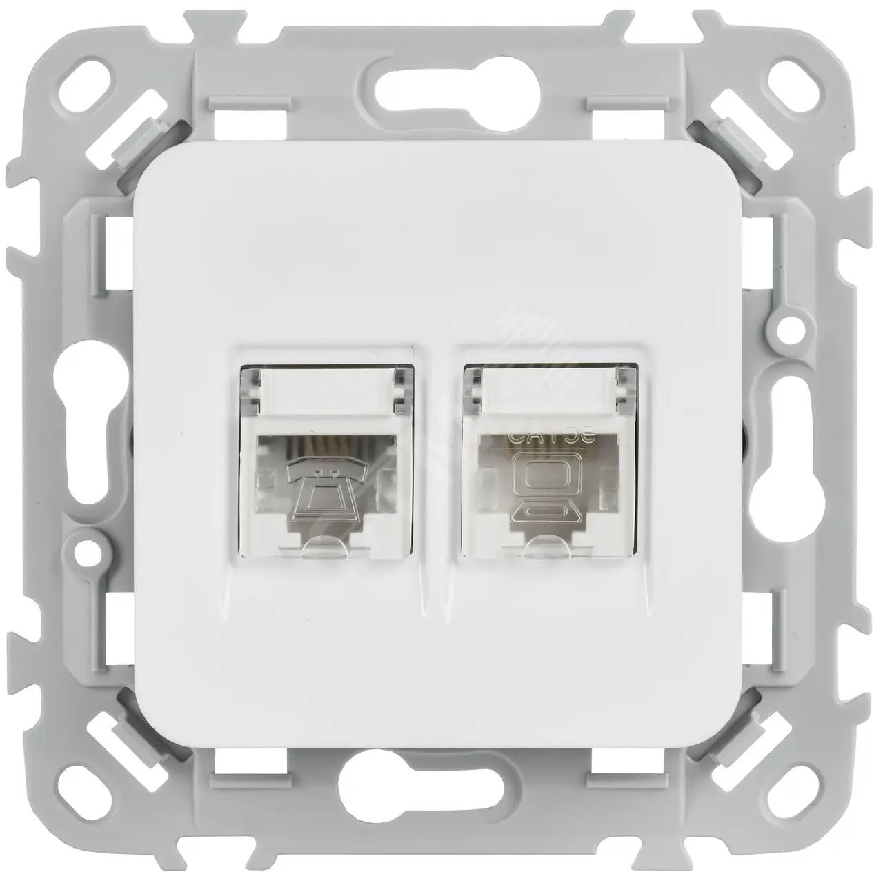 FLITE Розетка 2-местная RJ45/RJ11 категория 5Е/3 UTP РКТ5е/3-2-0-ФлБ белый IEK FI-KT22-1-K01