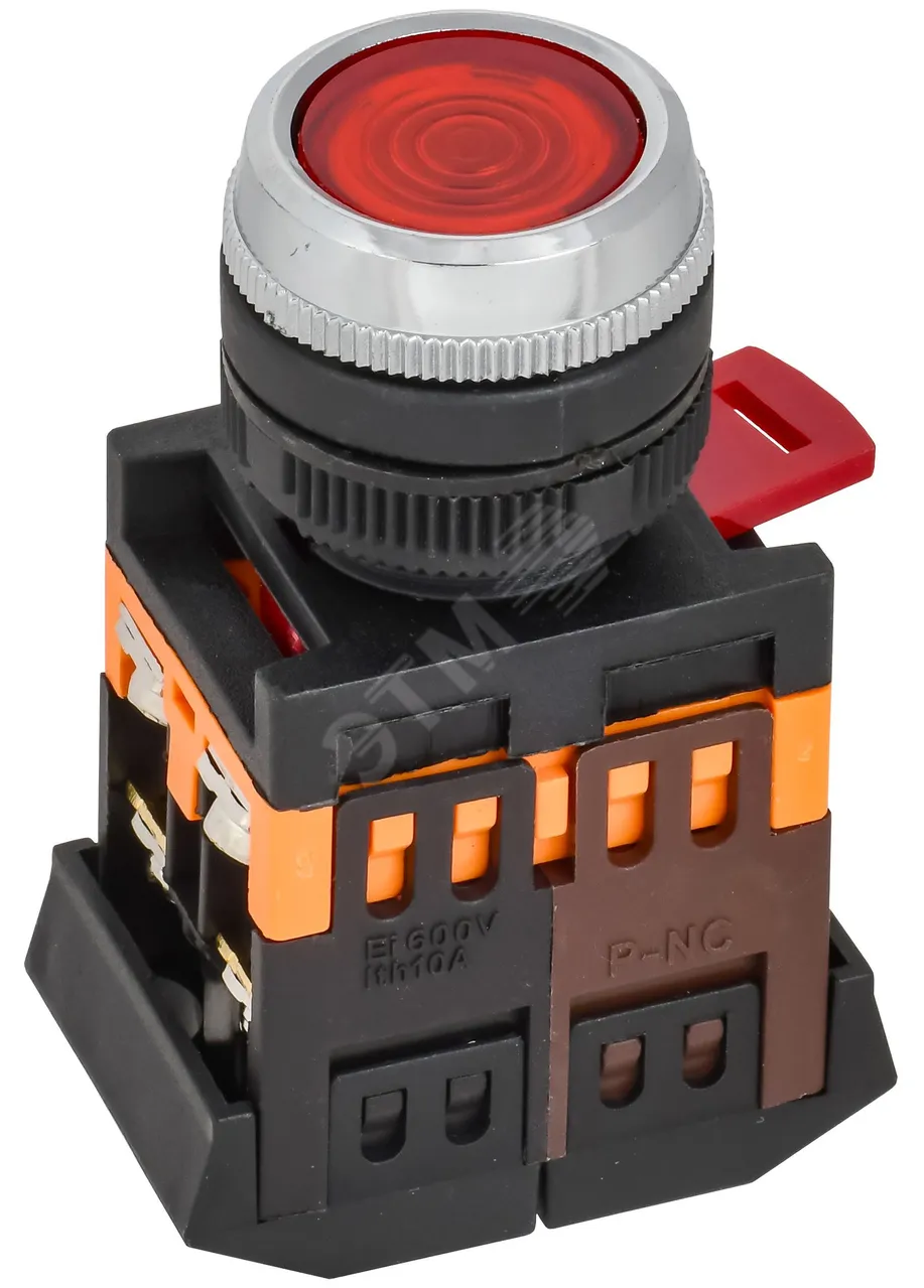 Кнопка ABLFS-22 d22мм 1з+1р 240В неон кр. BBT30-ABLFS-K04