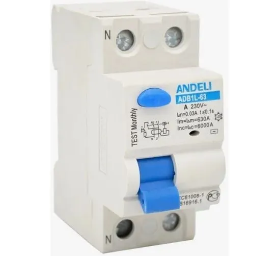 УЗО ADB1L-63 2P 32A 30MA ТИП AC 6KA (AND