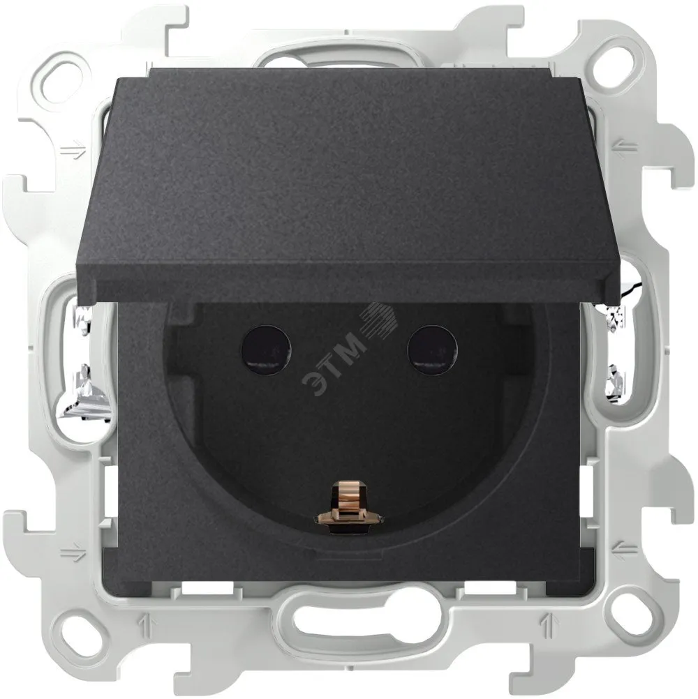 Розетка 1-м СП 24 16А IP44 2P+E Push&Go механизм графит 2420448-038