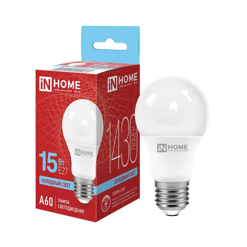 Лампа светодиодная LED-A60-VC 15Вт грушевидная 6500К холод. бел. E27 1430лм 230В 4690612020280