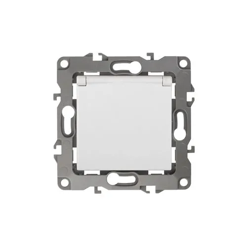 Розетка 1-м СП 2 12-2103-01 16А IP20 16AX 250В 2P+E Schuko защ. шторки с крышкой механизм бел. Б0014693