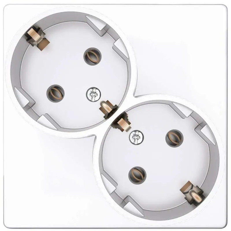 Розетка 2-м СП 24 16А IP20 2х2P+E Schuko без защ. шторок механизм бел. 2450459-030