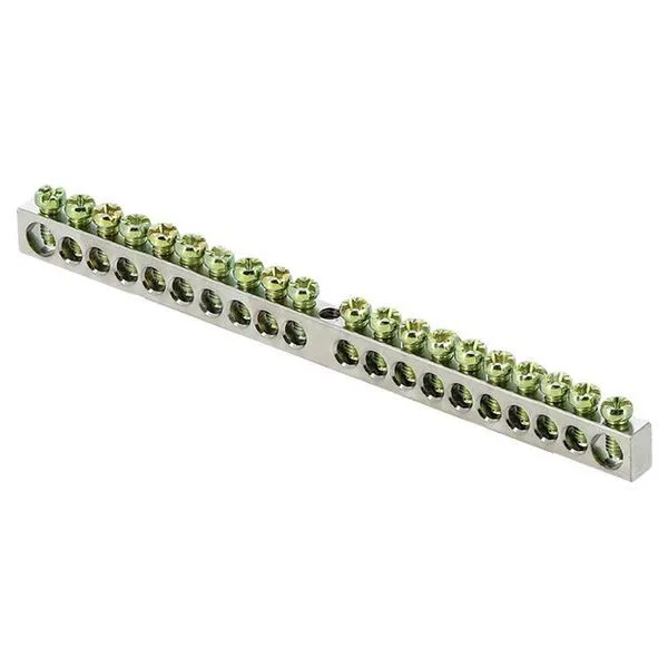 Шина PEN "ноль-земля" 6х9 20 отверст. цинк крепеж по центру PROxima sn1-63-20