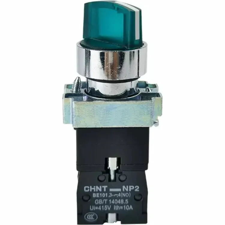 Переключатель NP2-BK12365 2 положения фиксацией 1НО+1НЗ AC230В (LED) IP40 зел. 265954