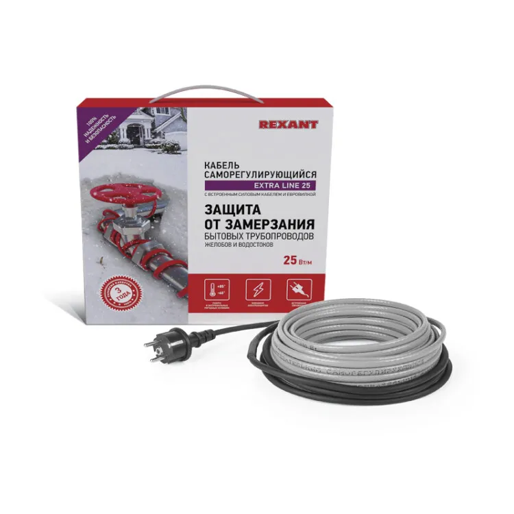Кабель греющий саморегулирующийся Extra Line 25MSR-PB, на трубу, 15м/375Вт 51-0646