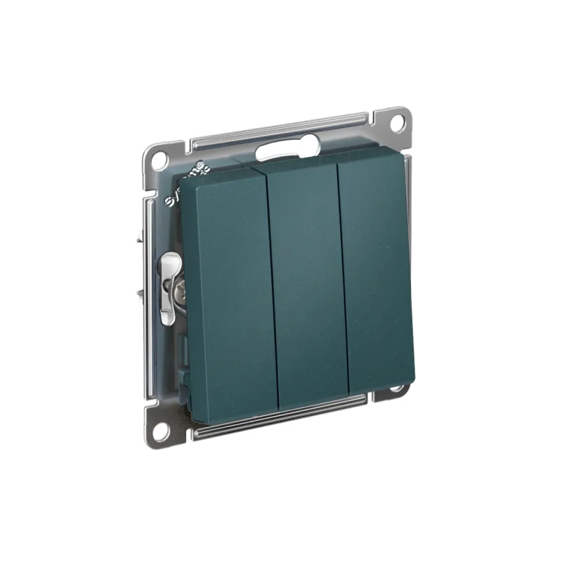 Выключатель 3-кл. СП AtlasDesign 10А IP20 (сх. 1+1+1) 10AX механизм изумруд SE ATN000831