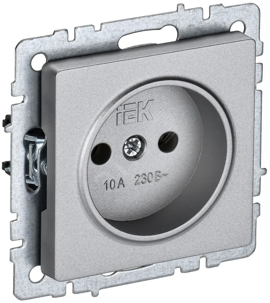 Розетка BRITE РС10-1-0-БрА 10А без заземл. без защ. шторок алюм. BR-R10-10-K47