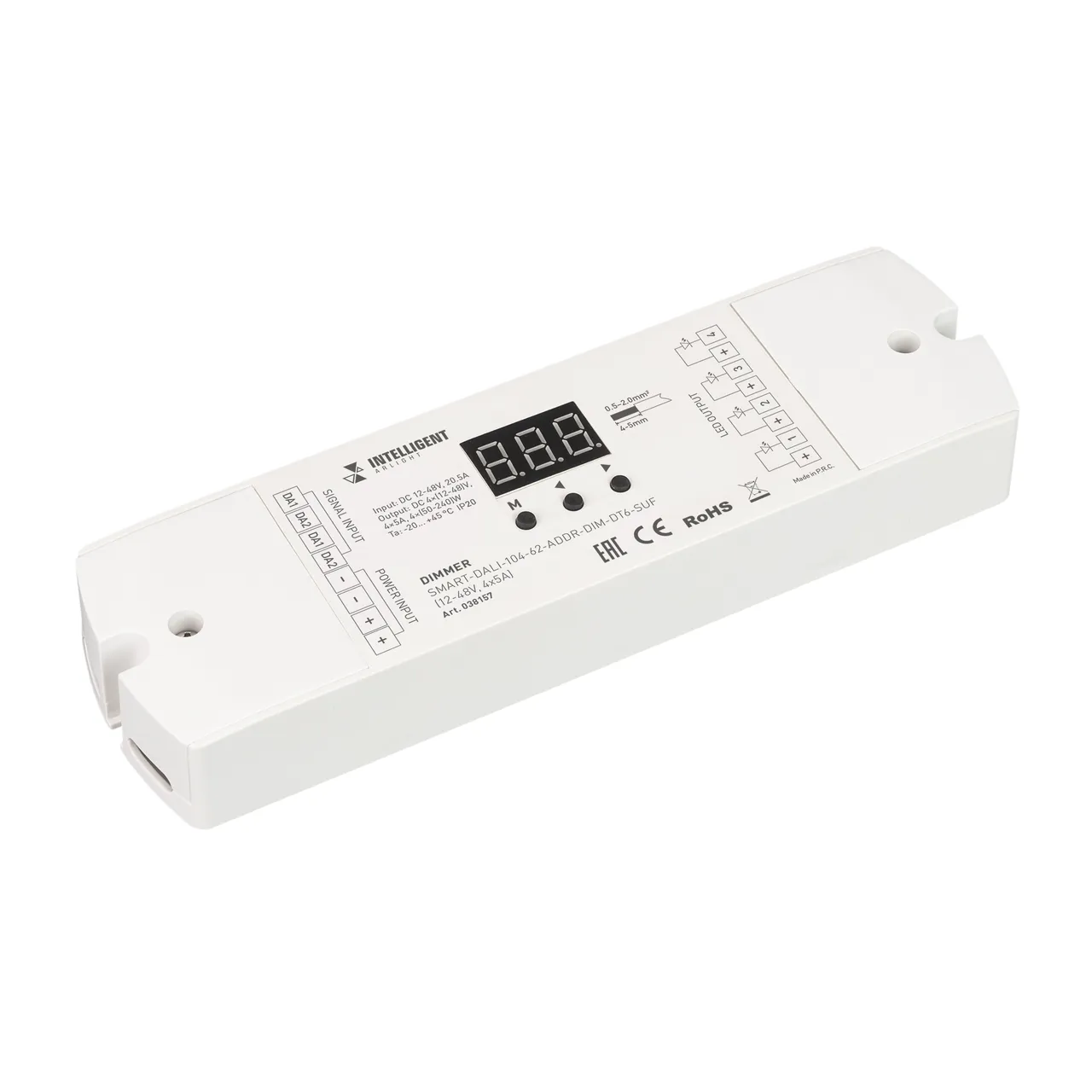 INTELLIGENT ARLIGHT Диммер SMART-DALI-104-62-ADDR-DIM-DT6-SUF (12-48V, 4x5A) 038157