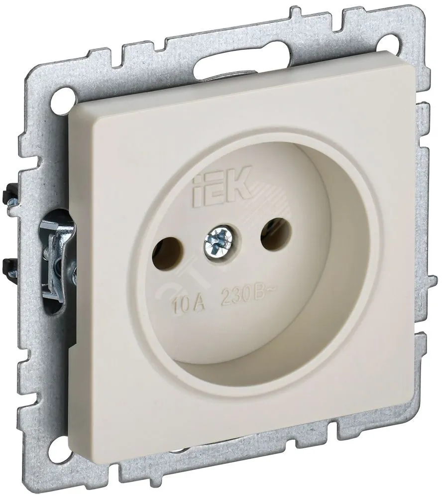Розетка BRITE РС10-1-0-БрКр 10А без заземл. без защ. шторок беж. BR-R10-10-K10