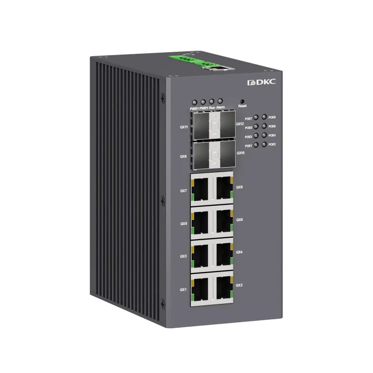 Промышленный управляемый коммутатор, с поддержкой PoE, 4100Base-X, 1000Base-X, 10/100/1000Base-T(X) SFP слота: 810/100/1000Base-T(X) RJ45 PoE портов, 48В DC (18-57В DC), с резервированием N2000-4GX8GP-P4