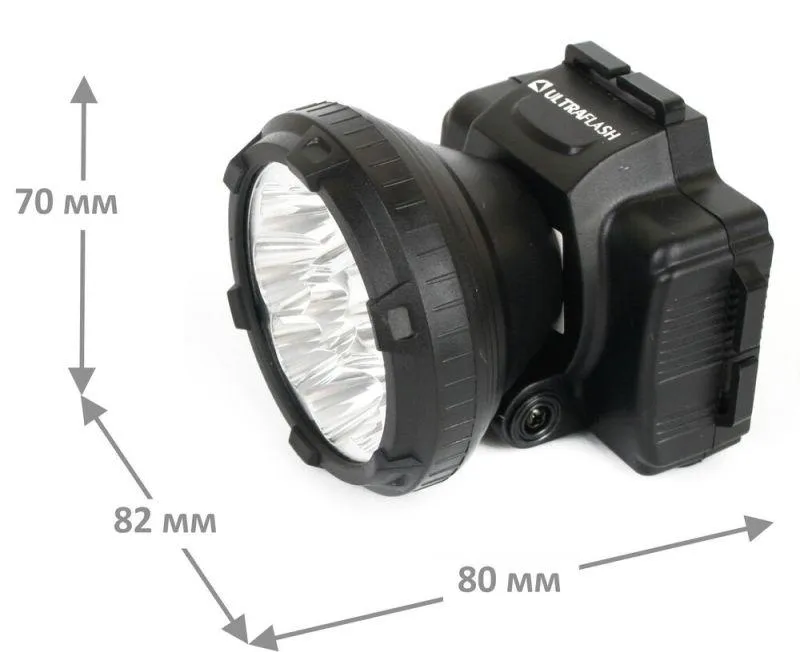 Фонарь аккумуляторный налобный LED5363 9LED 2 режима 220В пластик. черн. (бокс) 11257