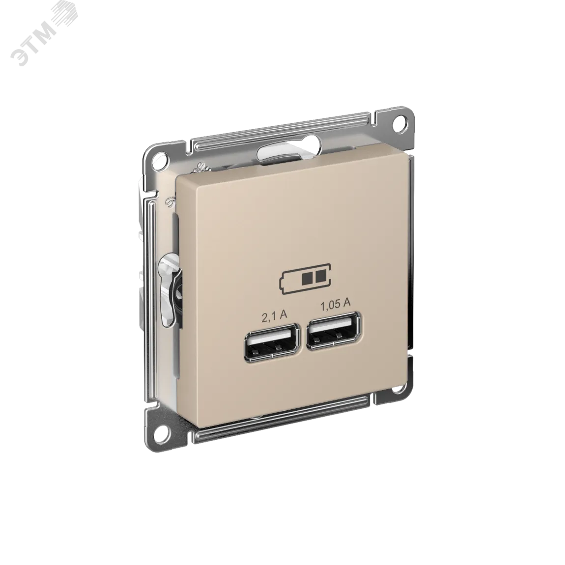 ATLASDESIGN USB РОЗЕТКА A+A, 5В/2,1 А, 2х5В/1,05 А, механизм, ПЕСОЧНЫЙ ATN001233