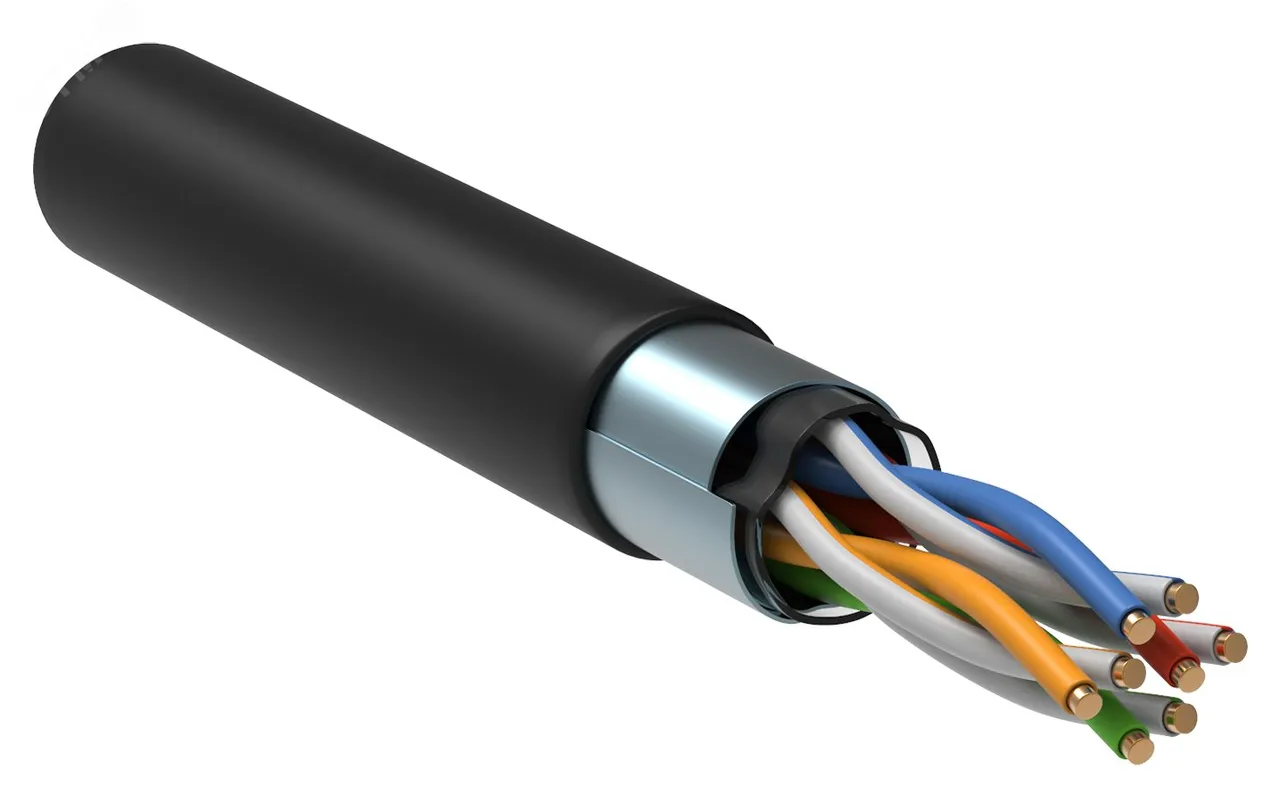 Витая пара F/UTP кат.5E 4х2х24AWG solid LSZH нг(А)-HF черный (305м) LC3-C5E04-329