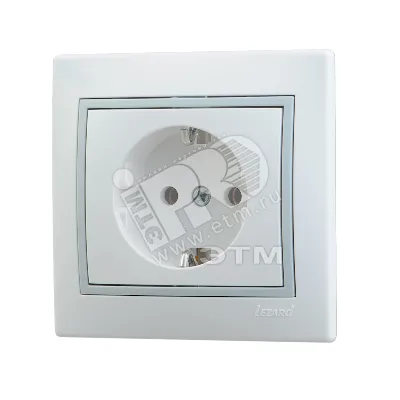 Розетка 1-м СП Mira 16А IP20 с заземл. с сер. вставкой керамика бел. 701-0215-122