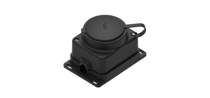 Колодка MultiSet 1х розетка 2К+З 16А/250В IP44 каучуковая черн. SE MST4003BK