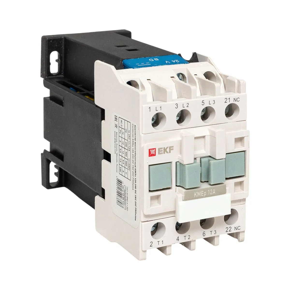 Контактор КМЭп малогабаритный 12А 24В DC 1NC PROxima ctr-s-12-24-1nc-p