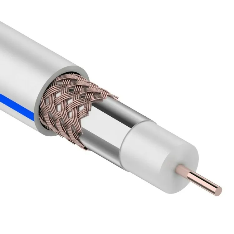 Кабель коаксиальный DG-113, Cu/Al/Cu, 75%, 75Ом, 100м, INDOOR, белый