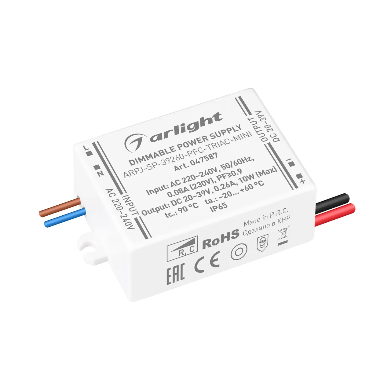 Блок питания ARPJ-SP-39260-PFC-TRIAC-MINI (10W, 20-39V, 260mA) 047587