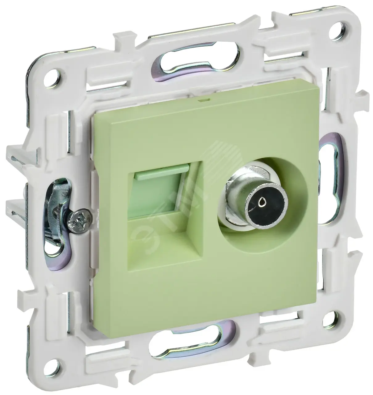 SKANDY Розетка двойная TV+RJ45 кат.5E SK-A14G мятный IEK SK-AK20-1-K06