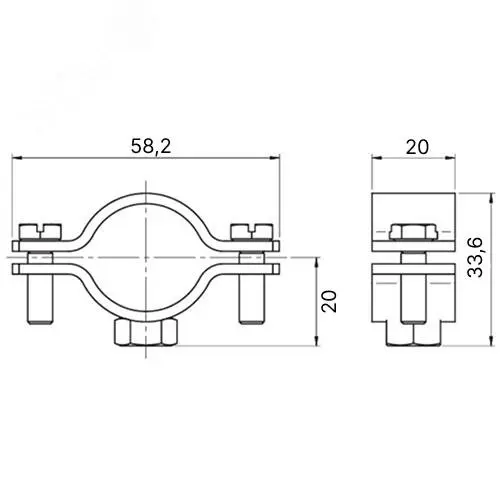 Хомут для тяжелых нагрузок 20-24 мм (1/2"), M8, нержавеющая сталь AISI304 6040-012