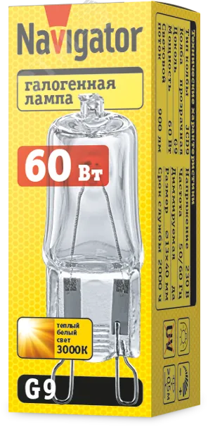 Лампа галогенная КГМ 60вт 220в G9 капсульная 13935