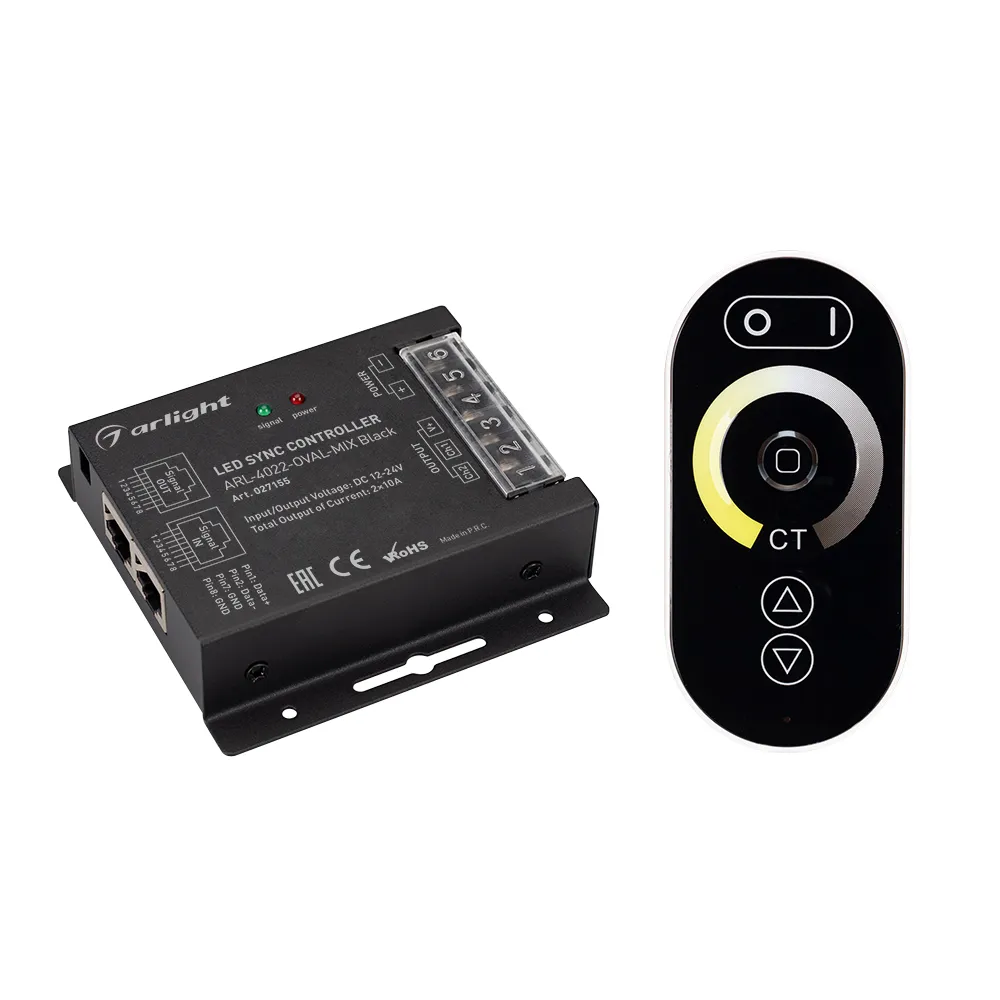 Контроллер ARL-4022-OVAL-MIX Black (12-24V, 2x10A, ПДУ, RF) 027155