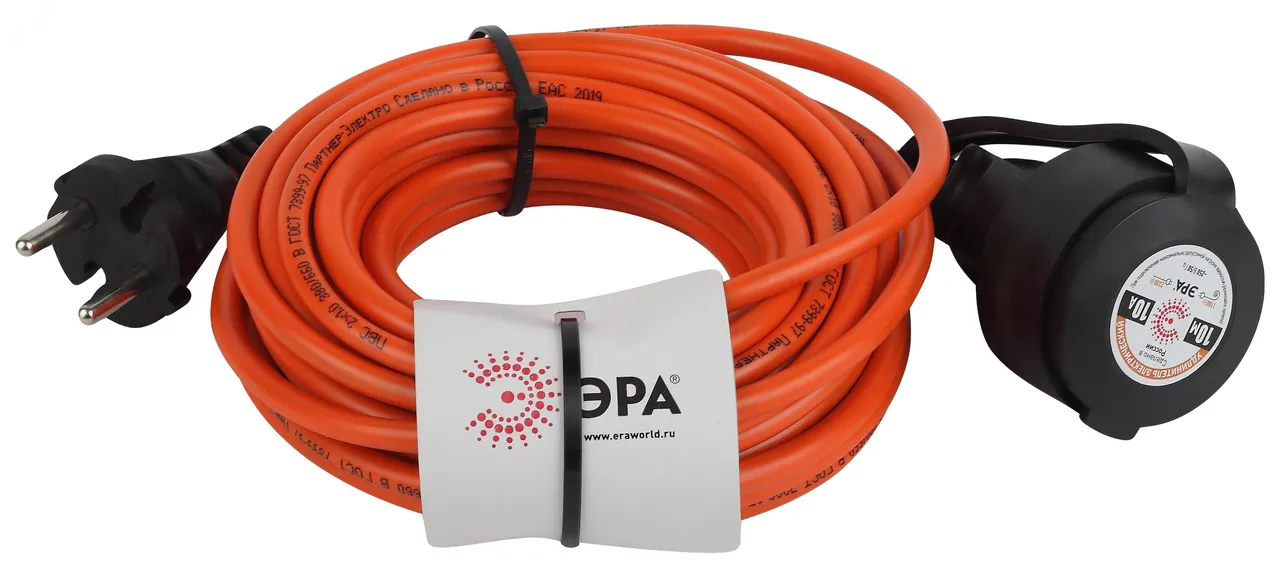 Удлинитель-шнур 1х10м без заземл. 10А IP20 UPx-1-2х1-10m ПВС 2х1 (бухта) Б0046805
