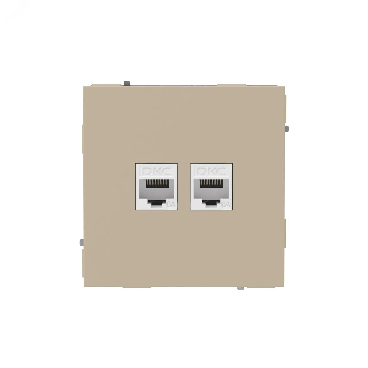 Компьютерная розетка RJ-45 без шторки, кат.6А двойная, KANT, ванильный марципан 7015674