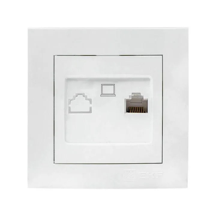 Розетка компьютерная 1-м СП Валенсия RJ45 бел. PROxima EWK01-035-10