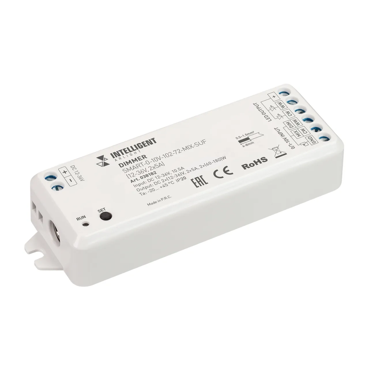 INTELLIGENT ARLIGHT Диммер SMART-0-10V-102-72-MIX-SUF (12-36V, 2x5A) 038182