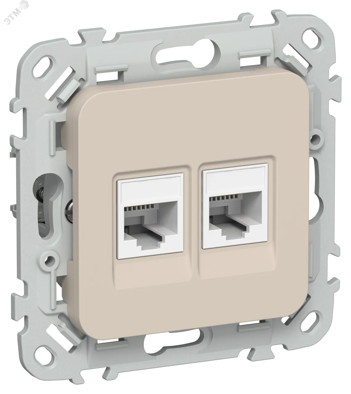 FLITE Розетка 2-местная компьютерная RJ45 категория 5Е UTP РК5е-2-0-ФлЛ льняной IEK FI-K22-1-K88