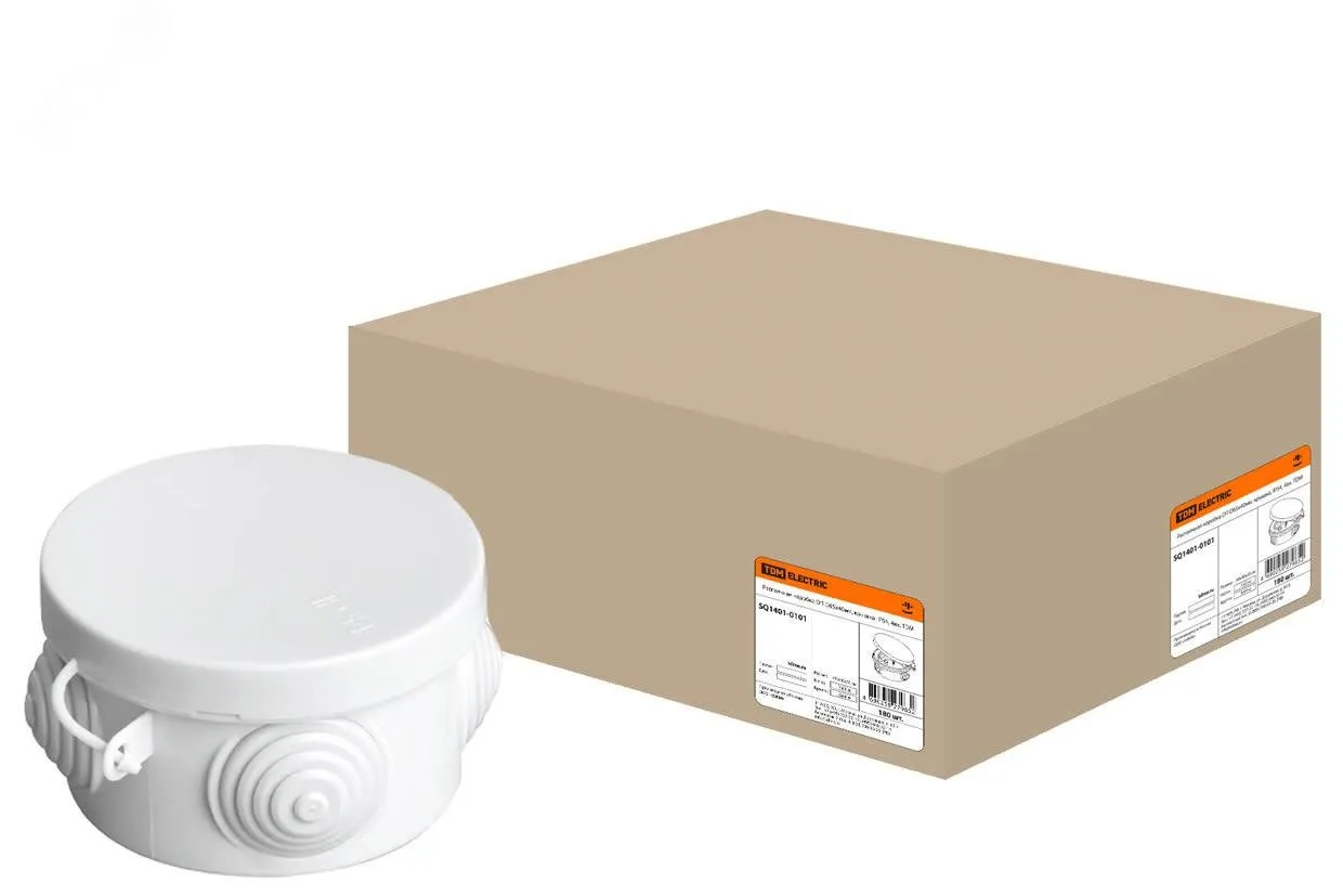 Распаячная коробка ОП D65х40мм, крышка, IP54, 4вх. SQ1401-0101