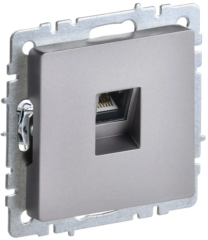 Розетка компьютерная СП RJ45 кат.5E BRITE РК10-БрС сталь IEK BR-K10-1-K46