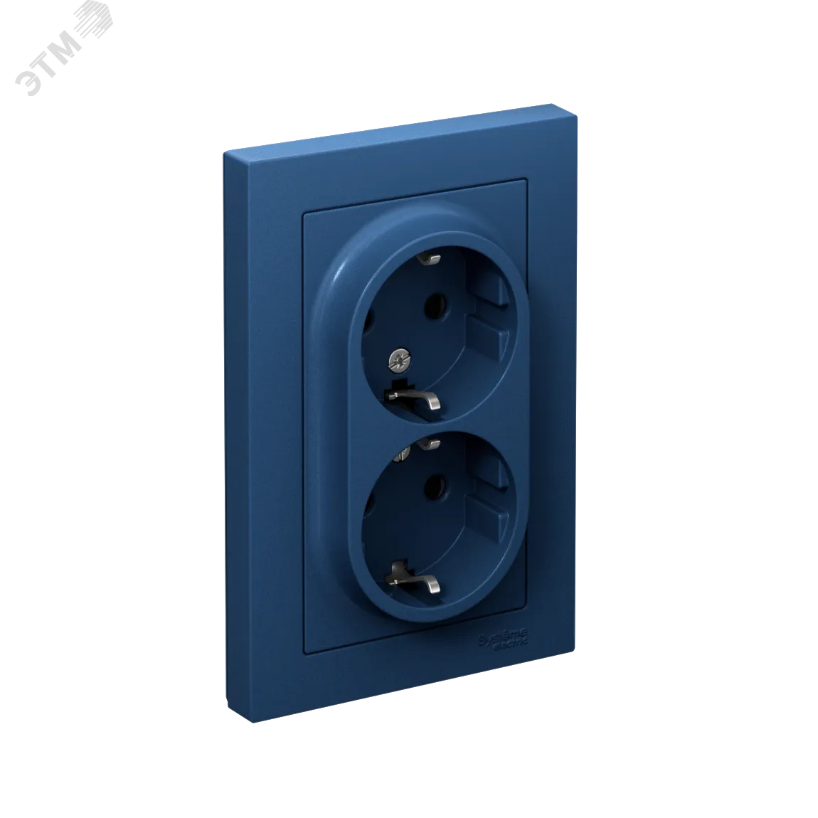 ATLASDESIGN РОЗЕТКА двойная с заземлением со шторками, 16А, в сборе, АКВАМАРИН (6шт) C3(4) ATN001126
