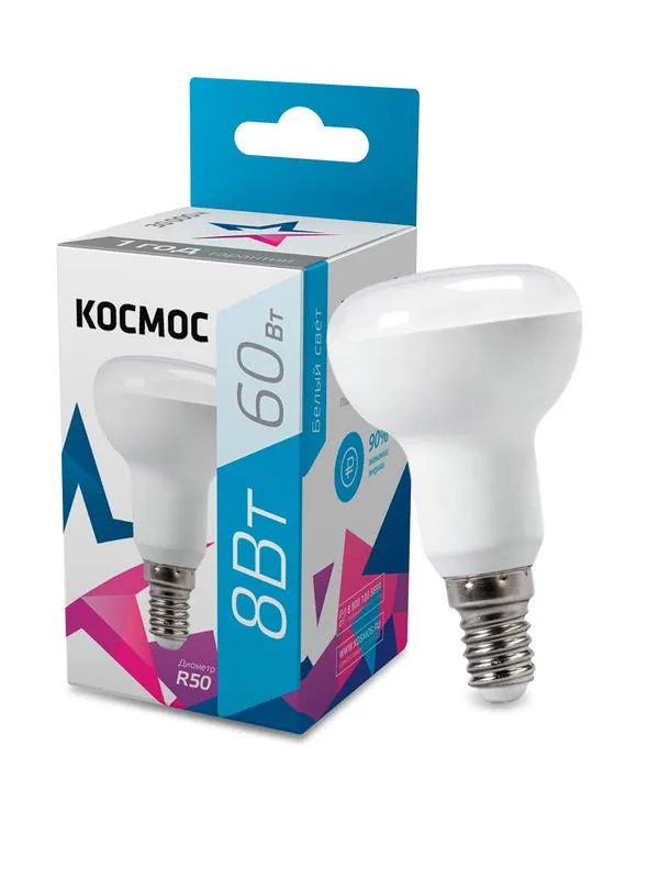 Лампа светодиодная R50 8Вт 220В E14 4500К Lksm_LED8wR50E1445
