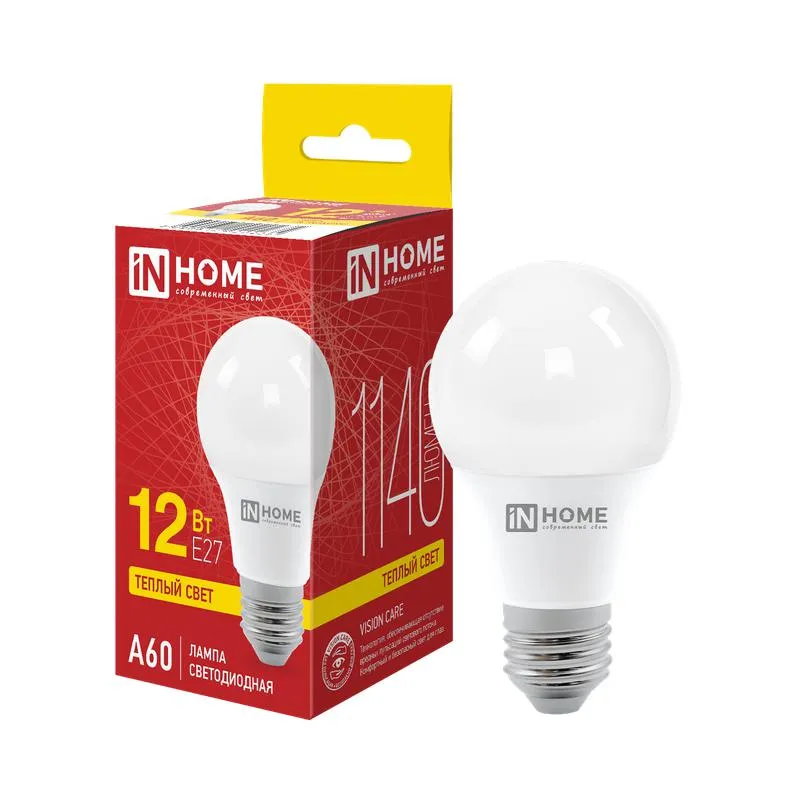 Лампа светодиодная LED-A60-VC 12Вт грушевидная 3000К тепл. бел. E27 1140лм 230В 4690612020235