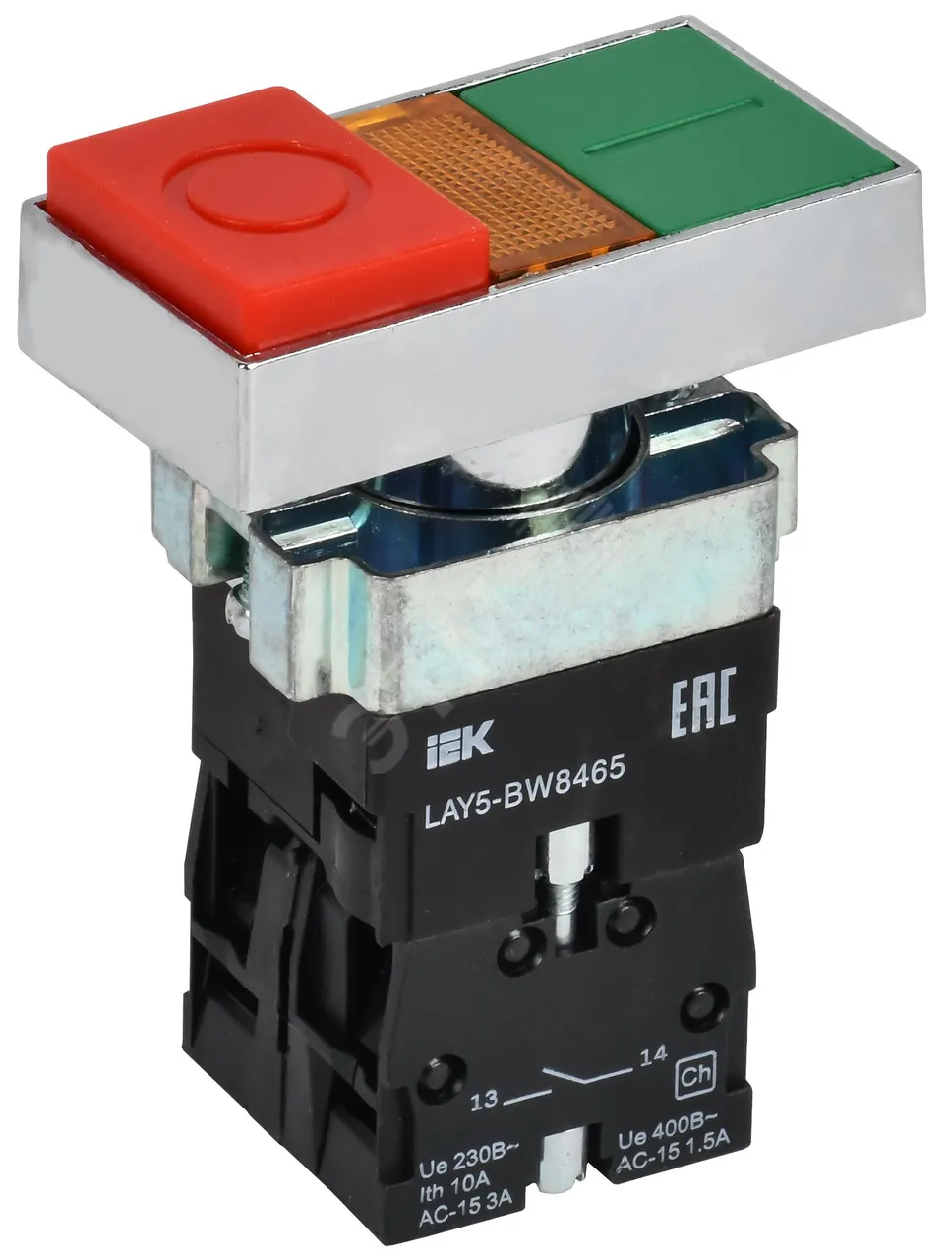 Кнопка LAY5-BW8465 "I-O" сдвоенная c подсв. BBD40-BW-K51